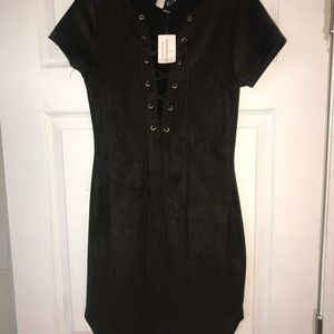 Olive velvet dress